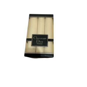 Christian Dior Monsieur 3 Fine Mens Handkerchiefs All Cotton Ivory White